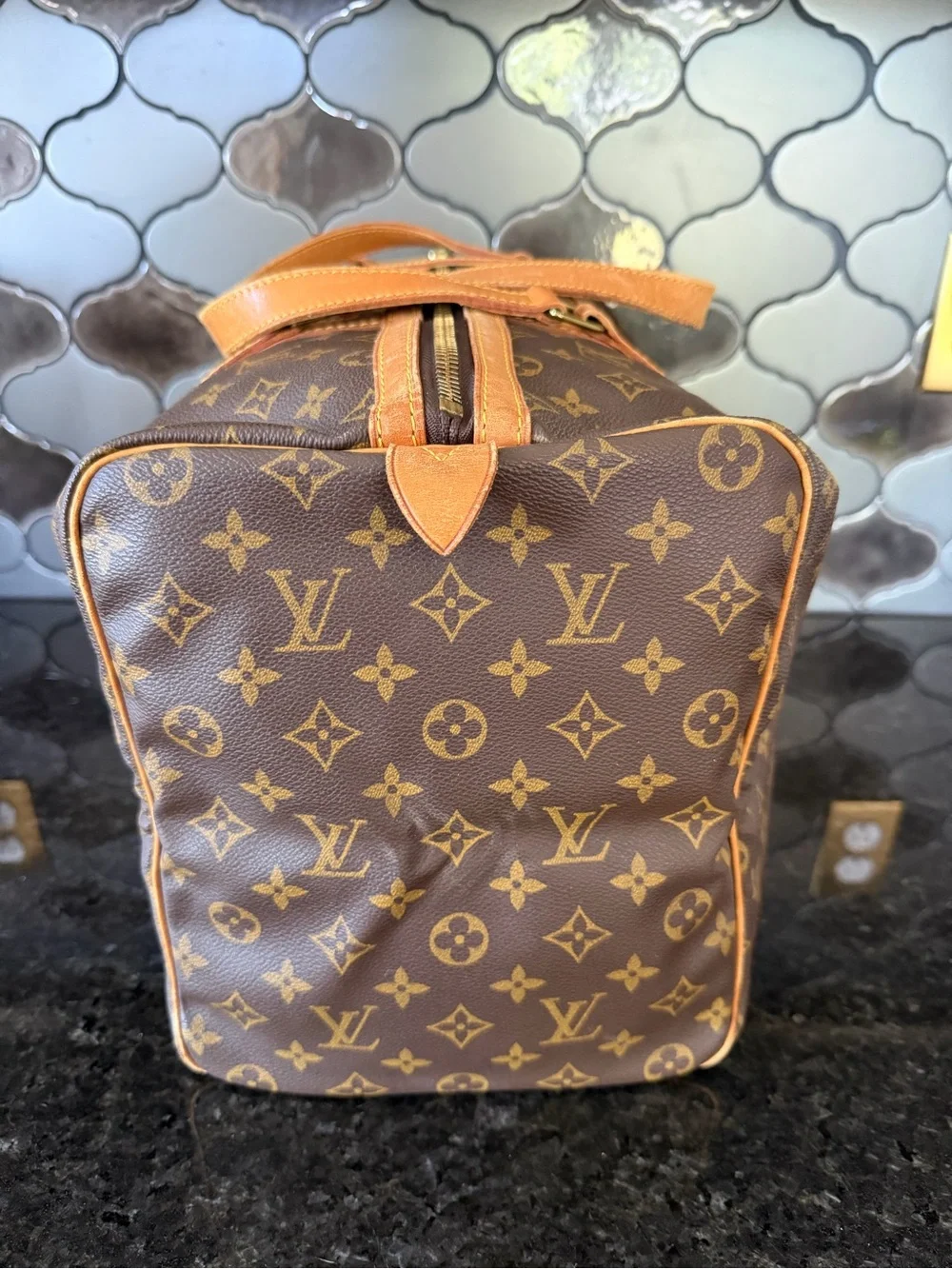 Louis Vuitton Monogram Canvas Duffel with Tan Leather Trim